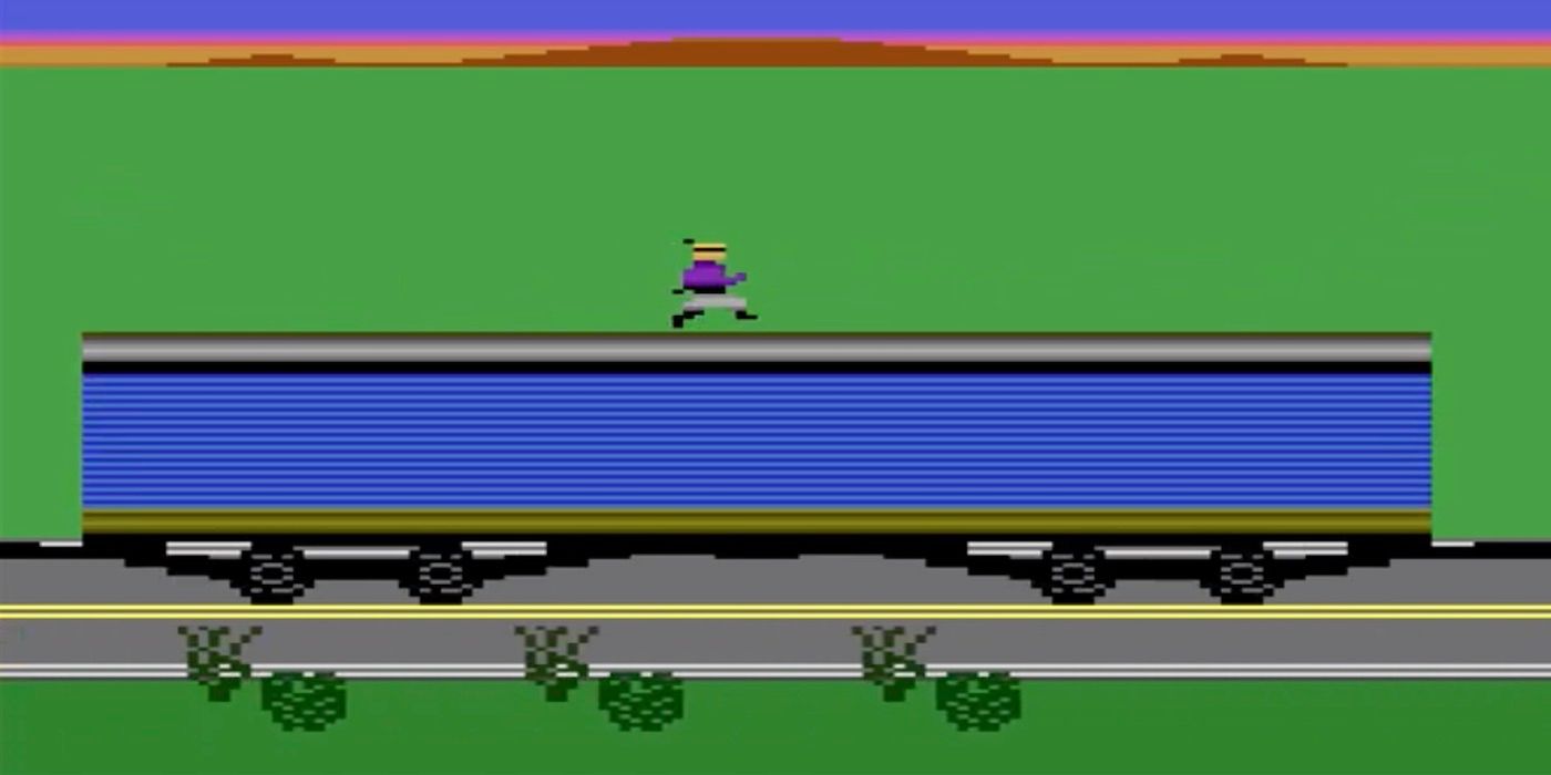 Andre the Magnificent (one of The Chameleon's disguises) running across one of the trailers in the game Circus Convoy
