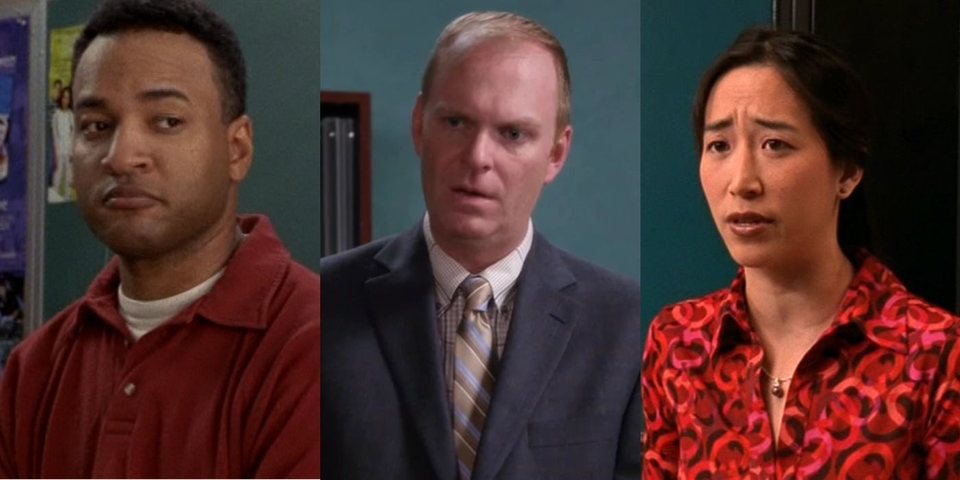 Collage of Mr. Armstrong, Ms. Kwan, and Mr. Simpson in Degrassi.