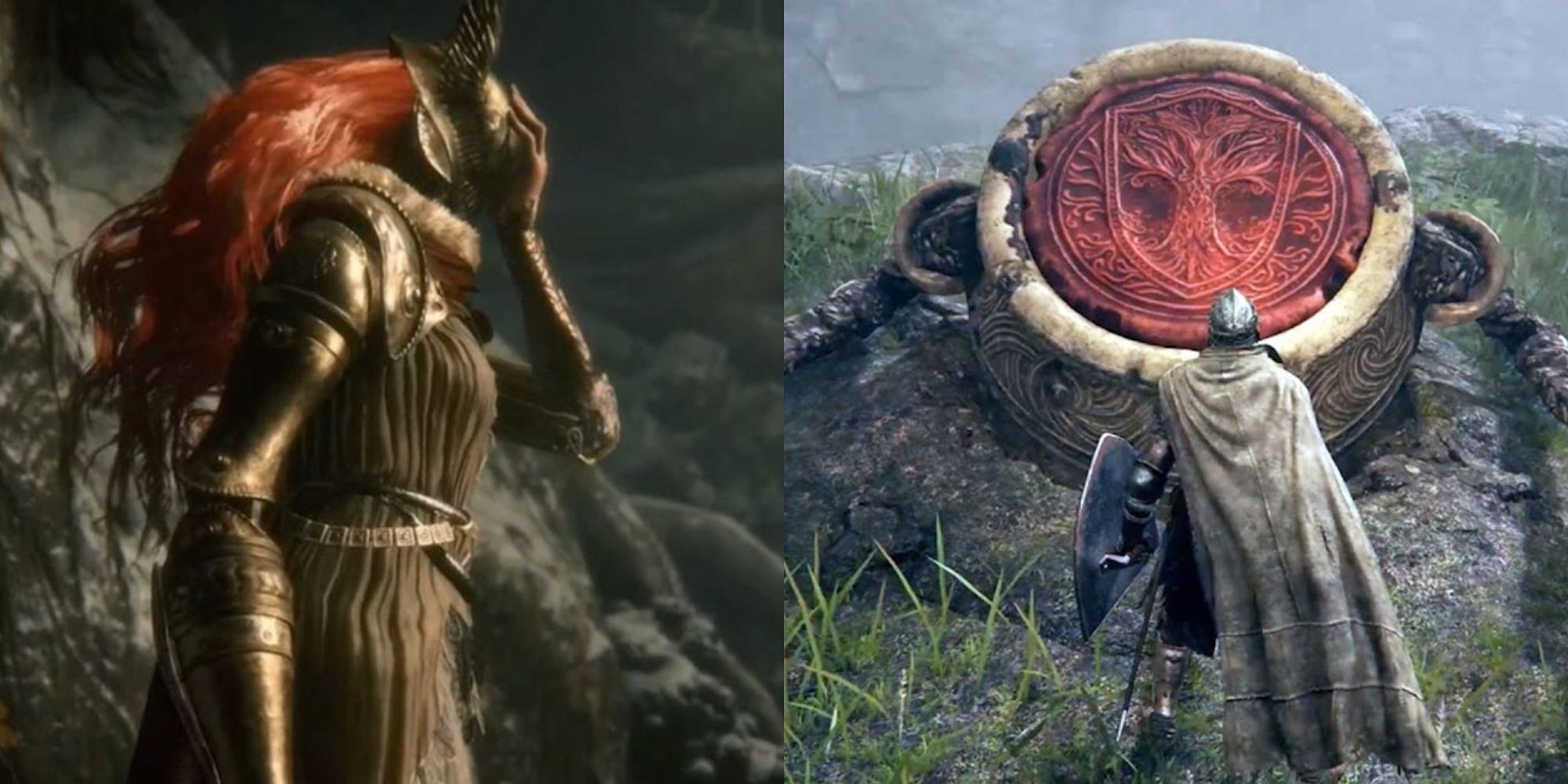 Side by side image of Malenia and Alexander in Elden Ring