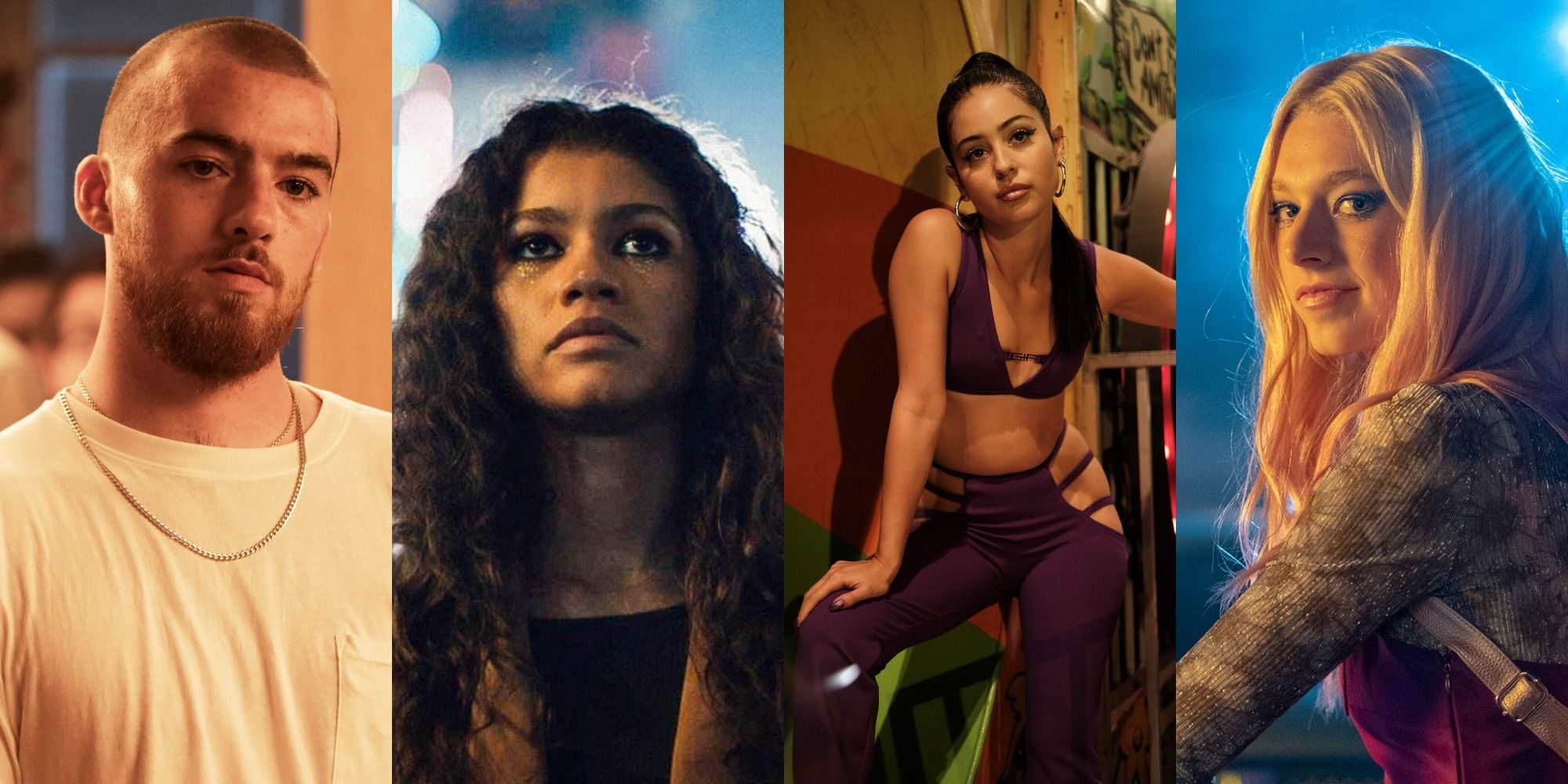 Side by side images of Fez, Rue, Maddy, and Jules in Euphoria