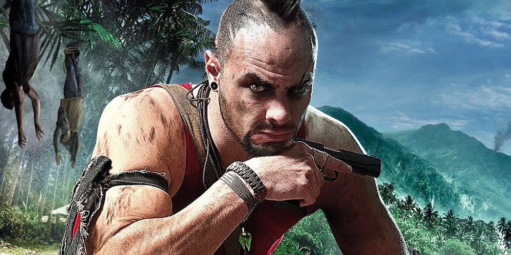 Vaas holds a gun in Far Cry 3