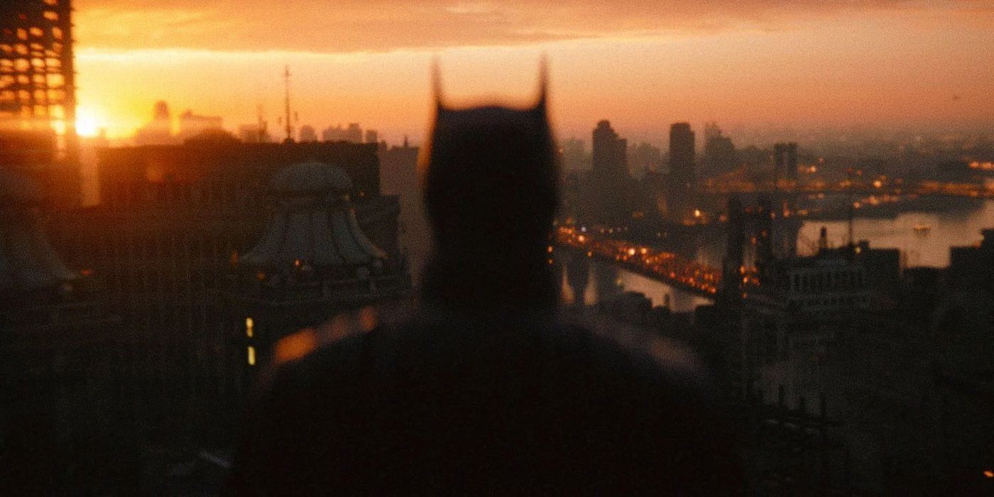 Batman watching over Gotham in The Batman