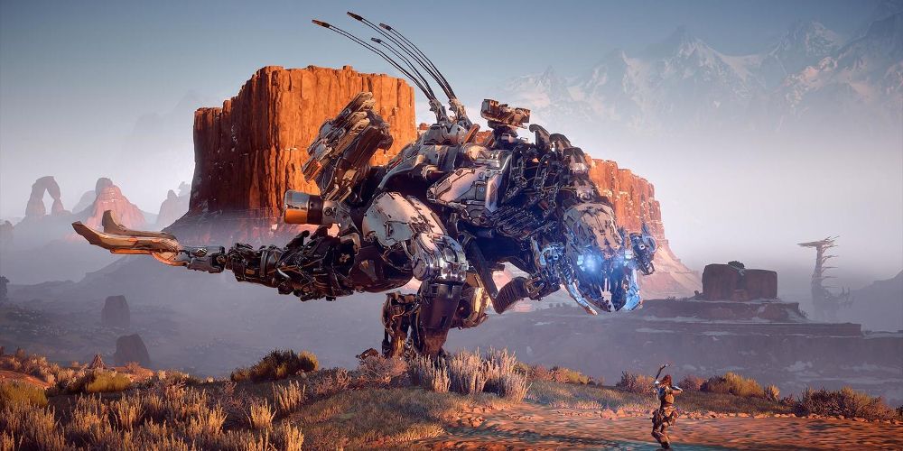 A Thunderjaw appears in Horizon Forbidden West
