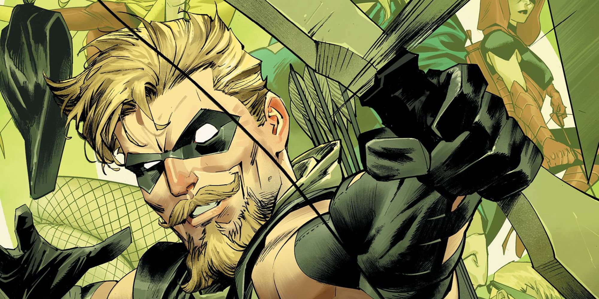 image of Green Arrow from DC comics showing him shooting an arrow