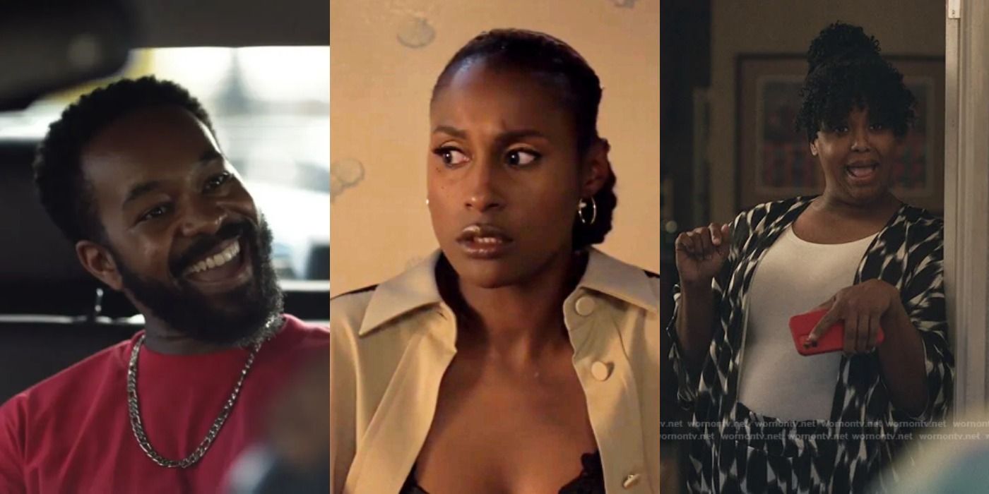 Collage of Issa, her neighbor, and Kelli in Insecure.