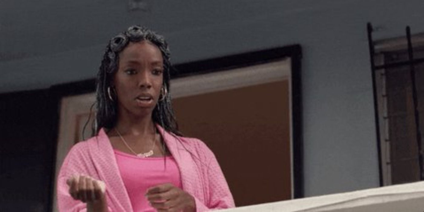 Trina wearing a pink robe in Insecure.