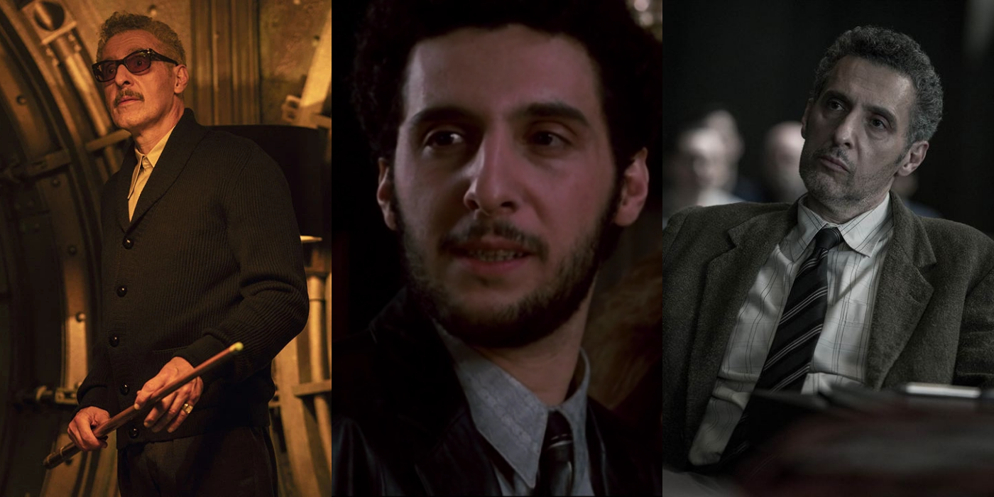 Split image showing John Turturro in The Batman, The Color of Money and The Night Of.