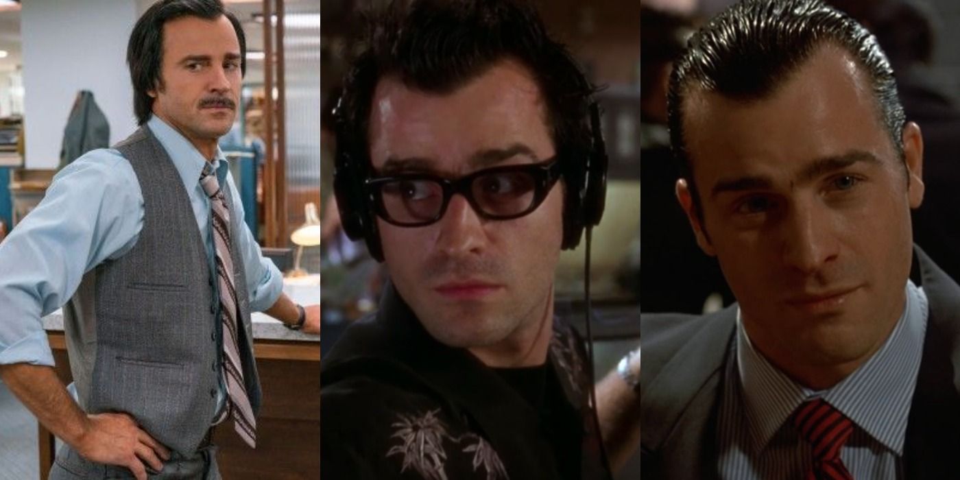 Collage of Justin Theroux in American Psycho, Mullholand Drive, and On The Basis Of Sex.