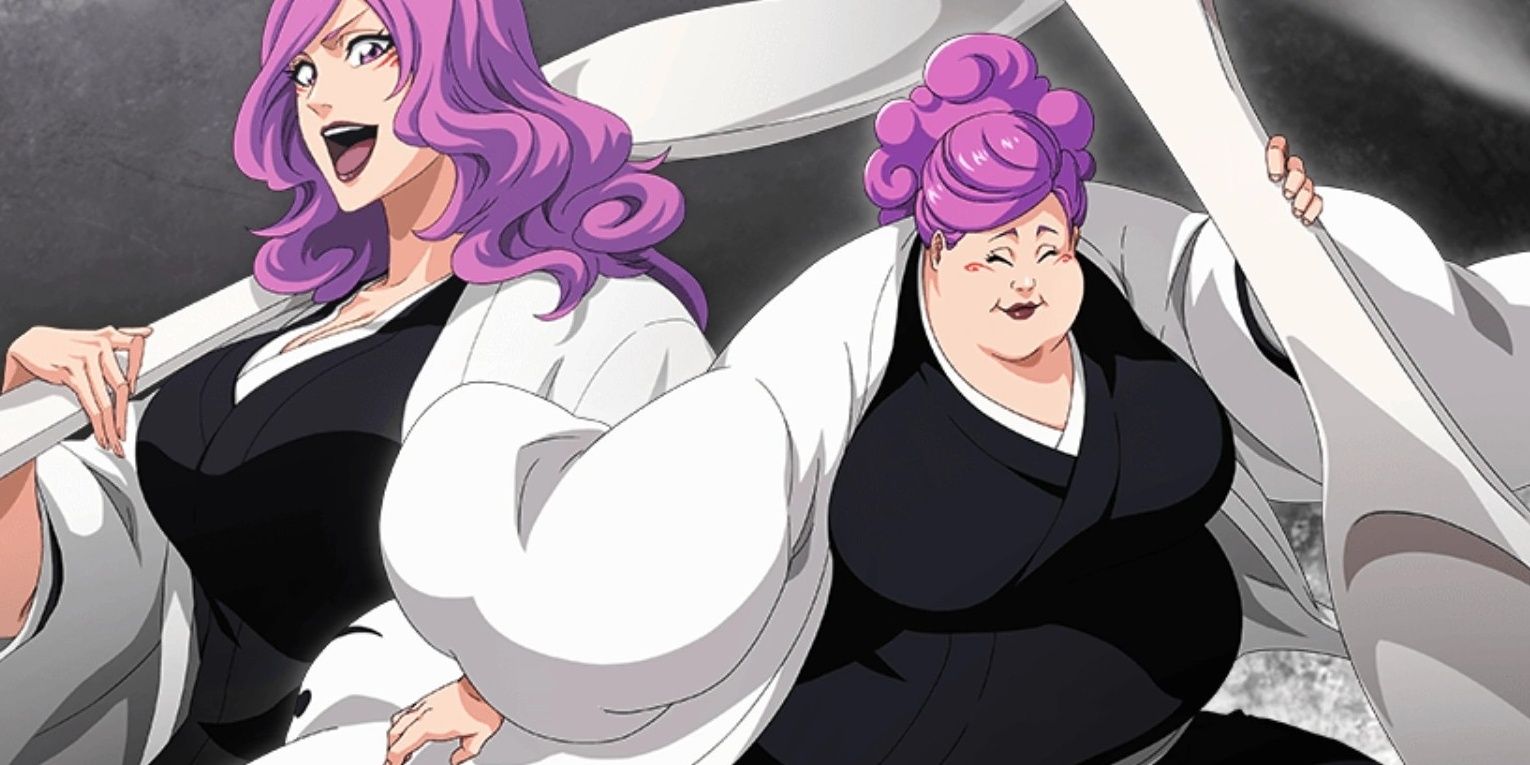 Kirio Hikifune in both her skinny and fat forms in Bleach, carrying her giant spoon.