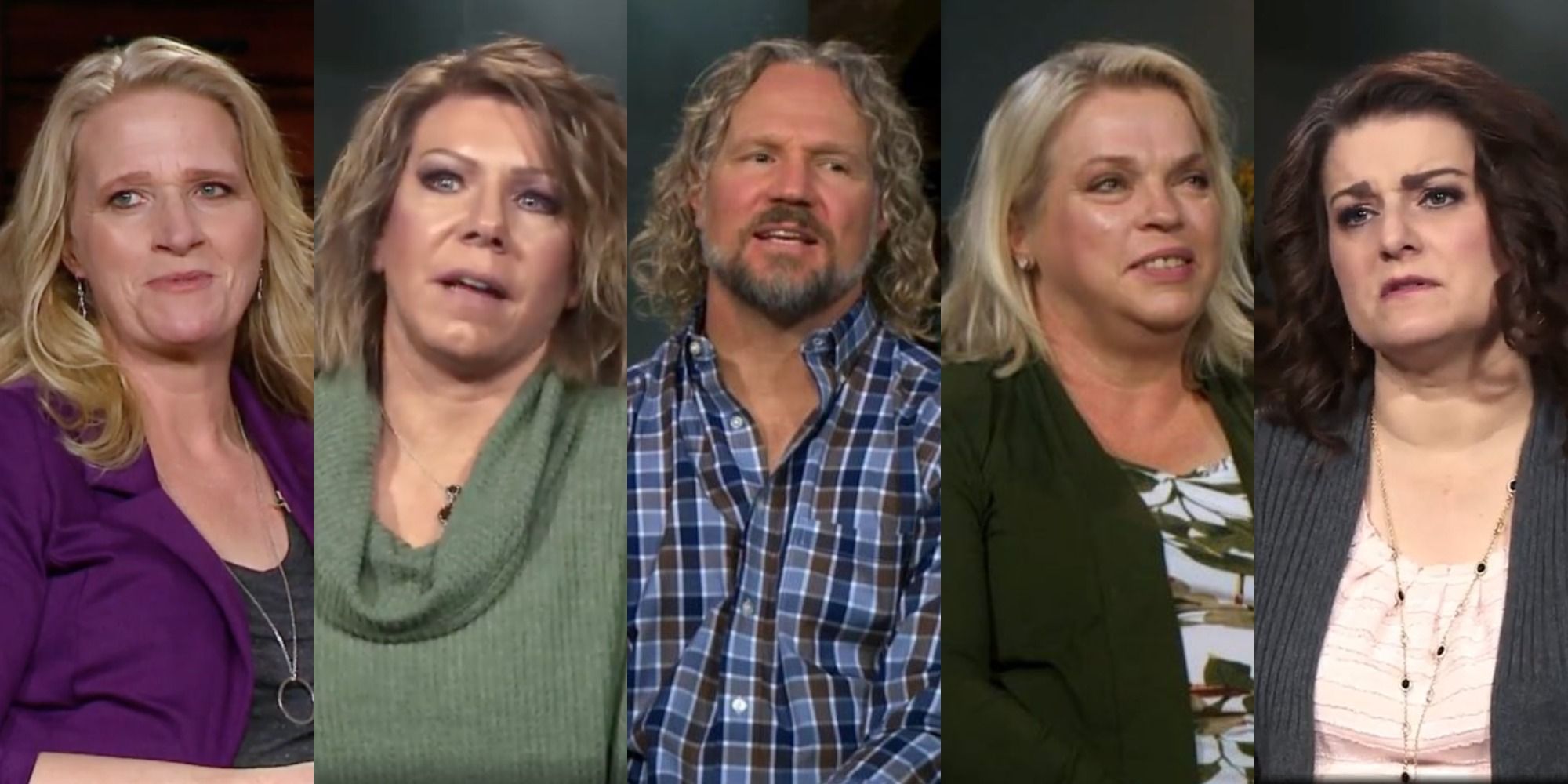 Side by side images of Kody Brown and his wives from Sister Wives