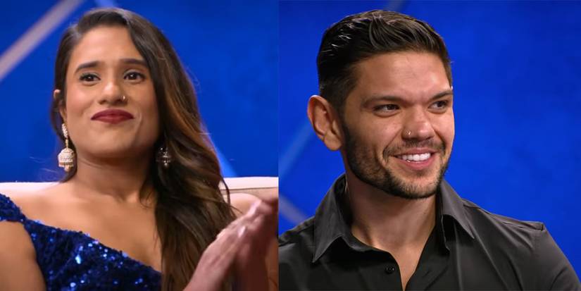 Split image of Deepti and Kyle from Love is Blind season 2 in split images