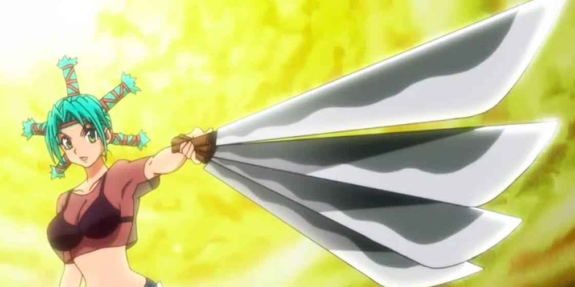 Menchi wields three long knives in Hunter x Hunter.