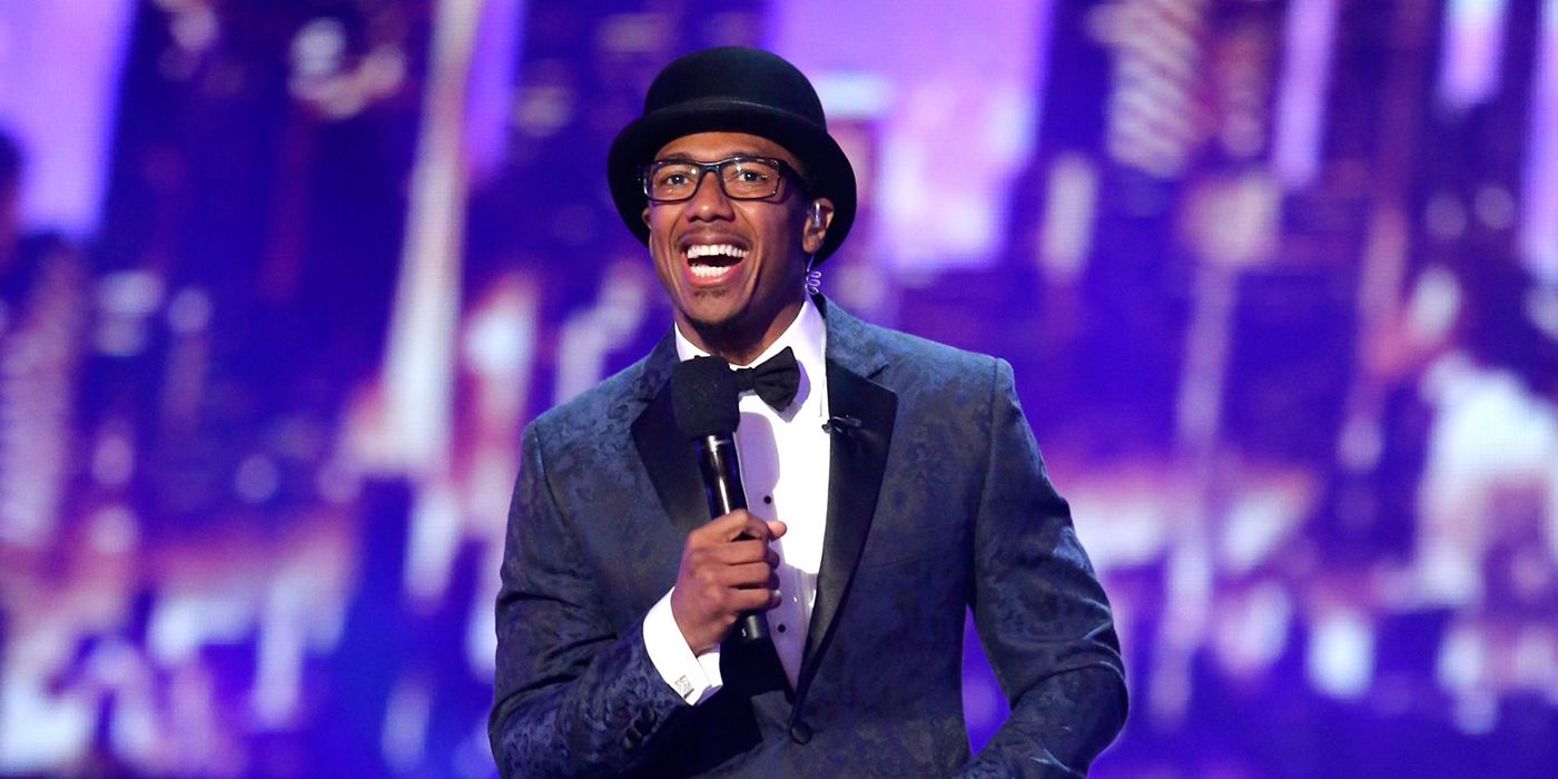 Nick Cannon on stage on America's Got Talent hosting.