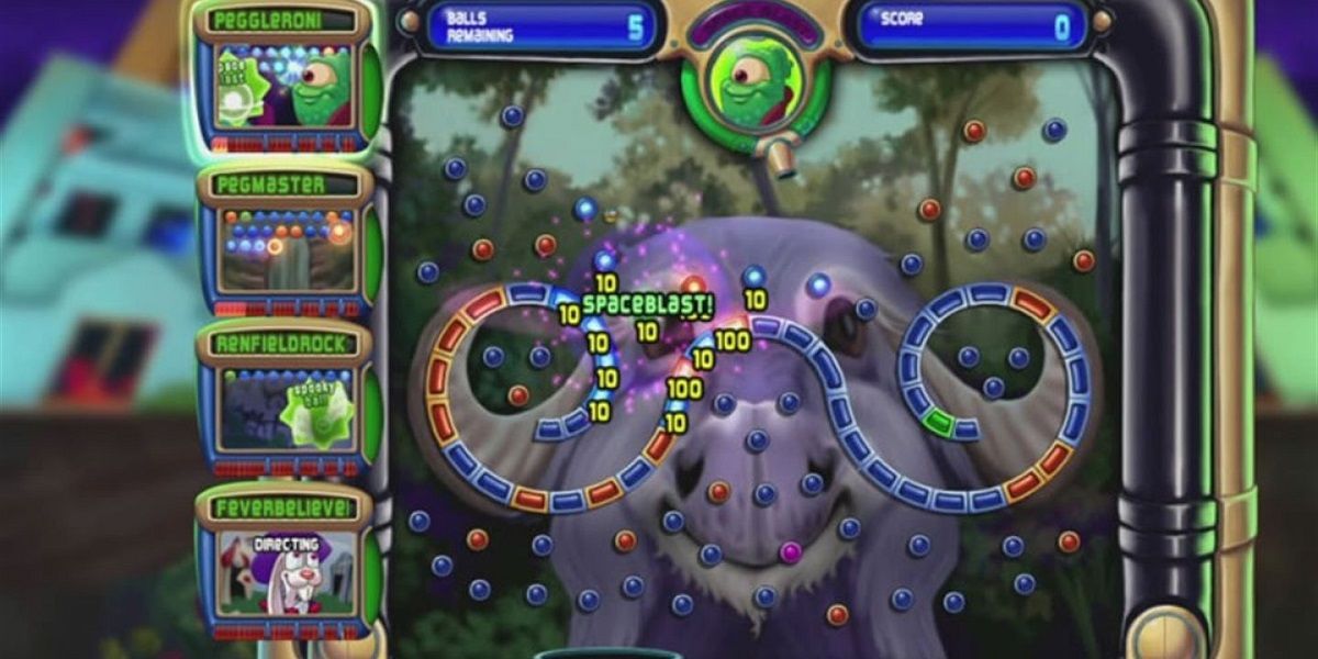 A screenshot of Peggle gameplay