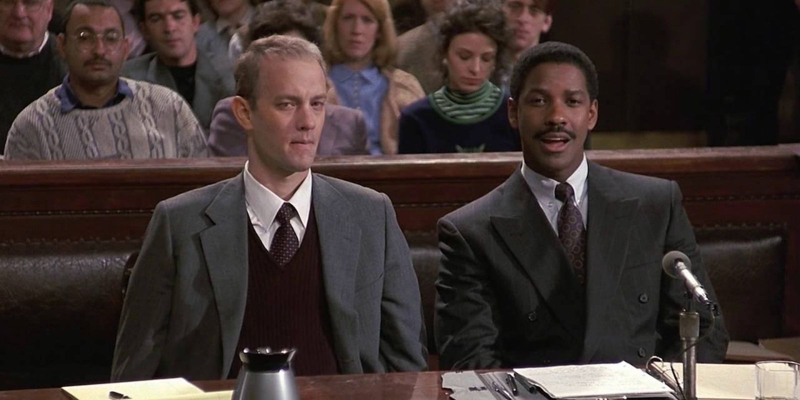 Tom Hanks and Denzel Washington in court in Philadelphia Movie