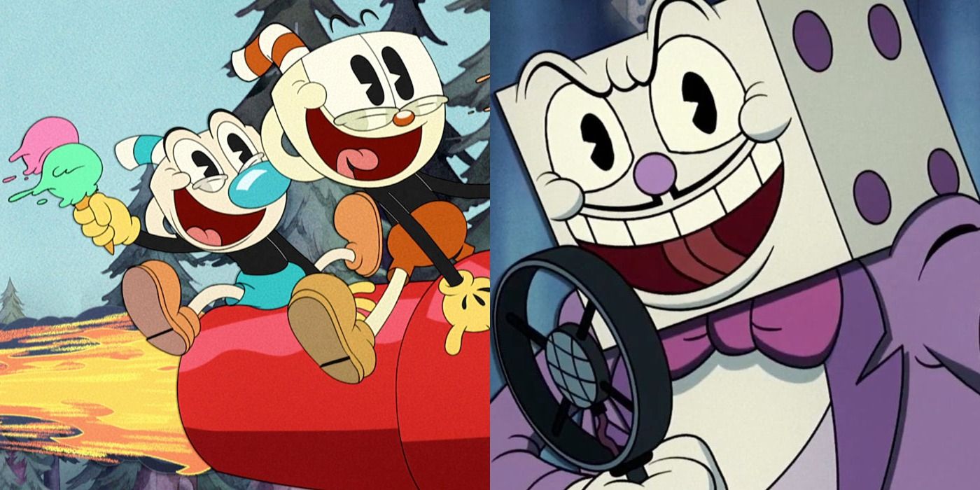 Split image of characters from The Cuphead Show