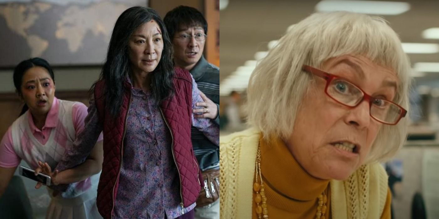 Split image of Michelle Yeoh and Jaime Lee Curtis in their roles from Everything Everywhere All At Once