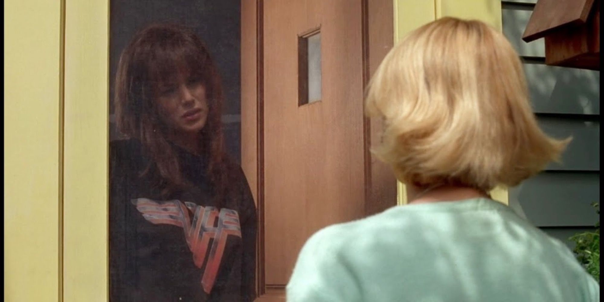 Image Of Linda From The Wedding Singer Opening The Door In Robbie’s Van Halen T-Shirt