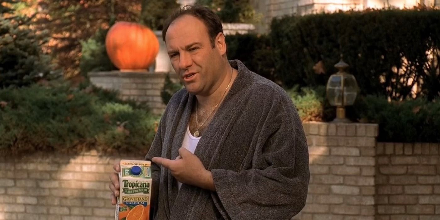 Tony points at his orange juice in The Sopranos