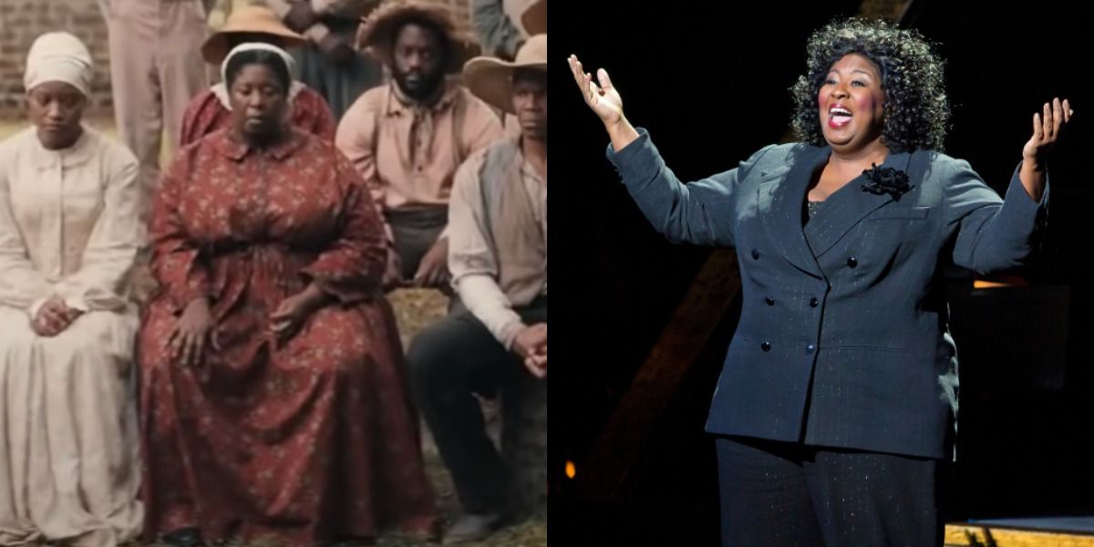 Split Image of Natasha Yvette Williams in Alice and On Stage