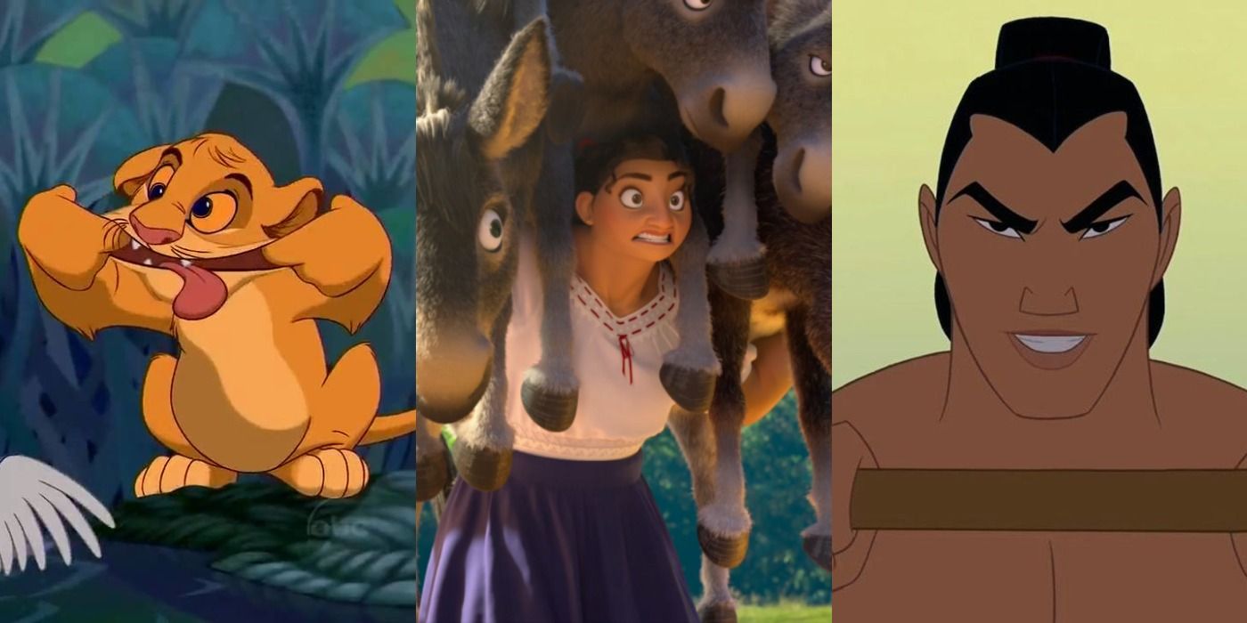 Split image of Simba, Luisa and Shang - Disney Songs