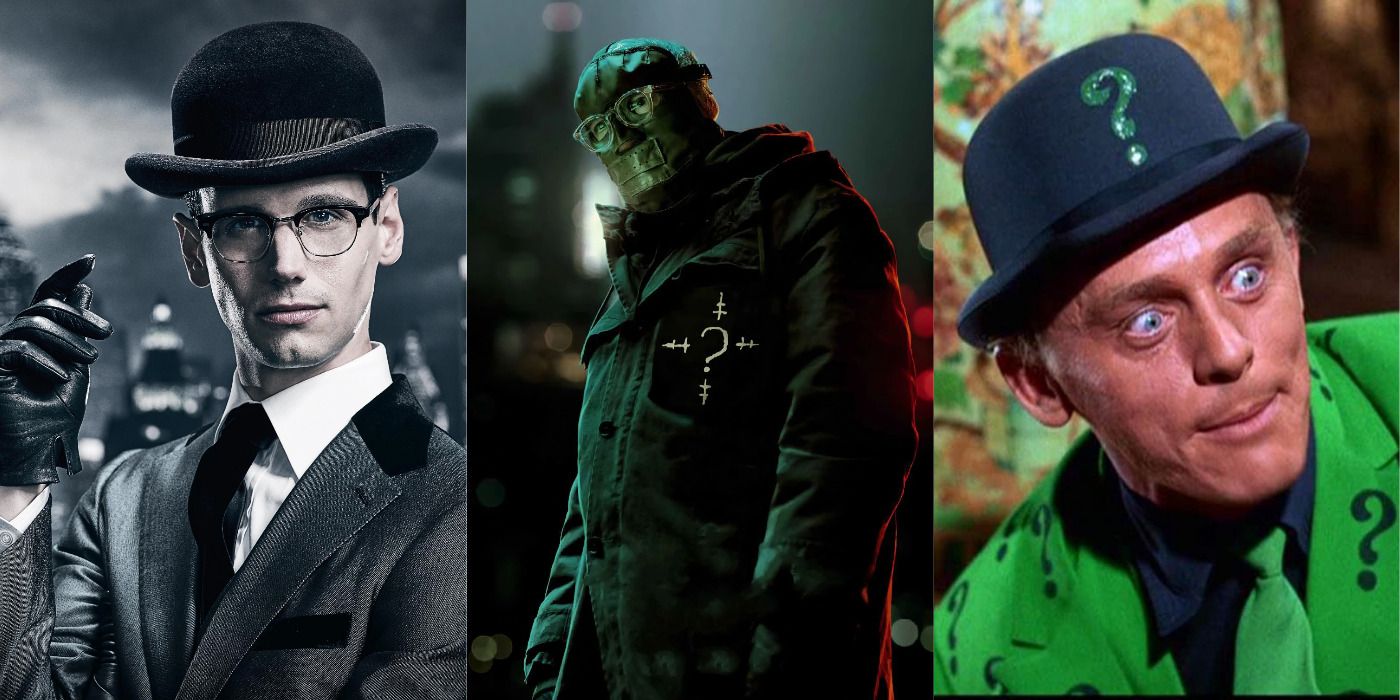 Split image of The Riddler in Gotham, The Batman and 60s Batman