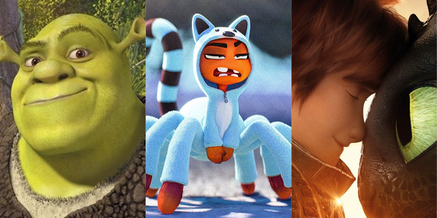 Split image of Shrek, a cat in costume and How to Train Your Dragon