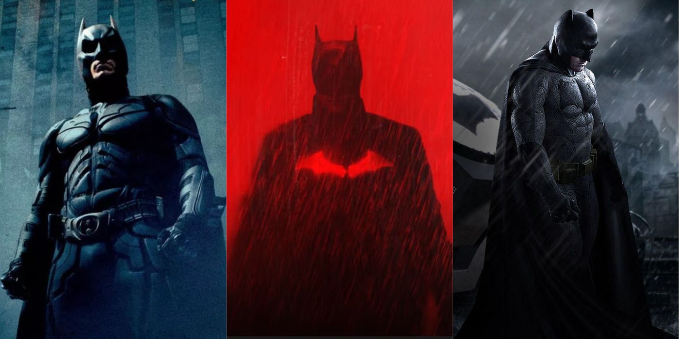 Split image of three live action Batmans