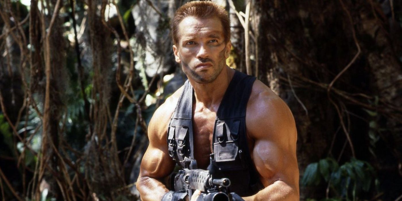 Arnie in the jungle in Predator