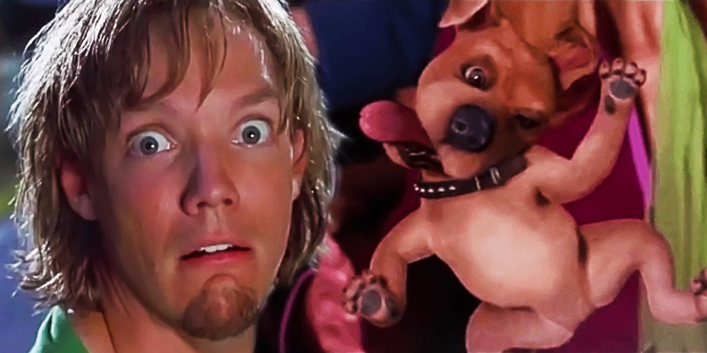Salsicha de Matthew Lillard ao lado de Scrappy-Doo em Scooby-Doo 2002