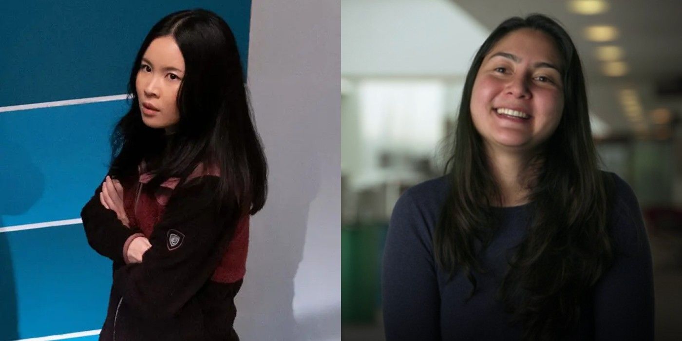 Split image of Camryn Mi-young Kim in The Dropout and Erika Cheung