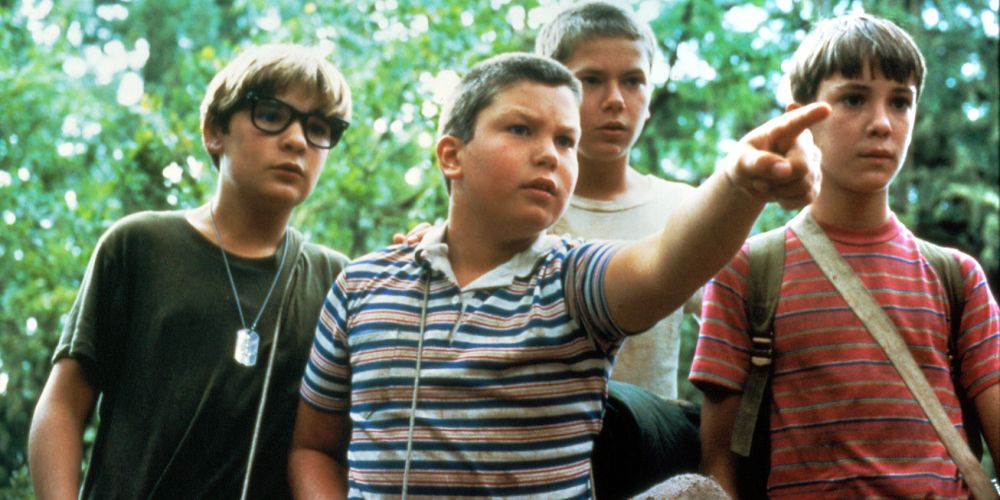 Vern points to a path in Stand by Me