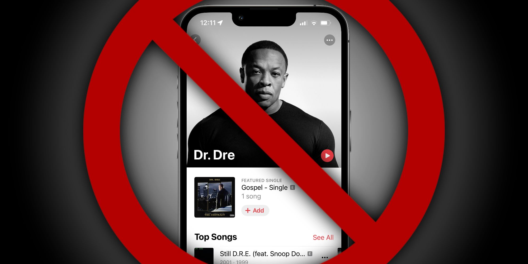 Dr. Dre artist page on the Apple Music app