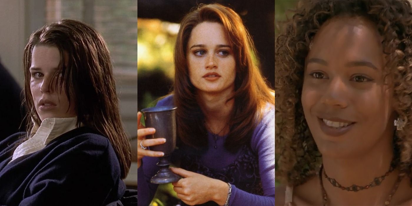 Split image of Rochelle, Sarah, and Bonnie in The Craft.