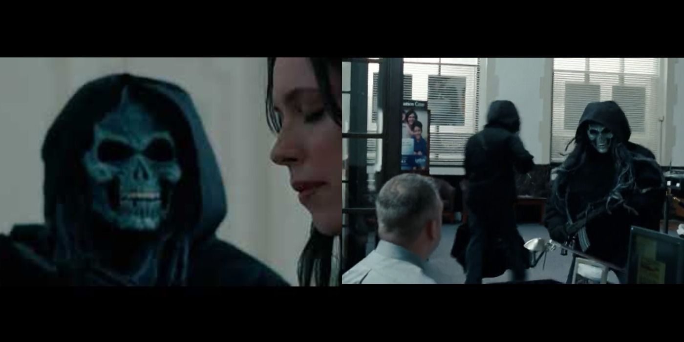 Split image of Rebecca Hall and the first heist in The Town.