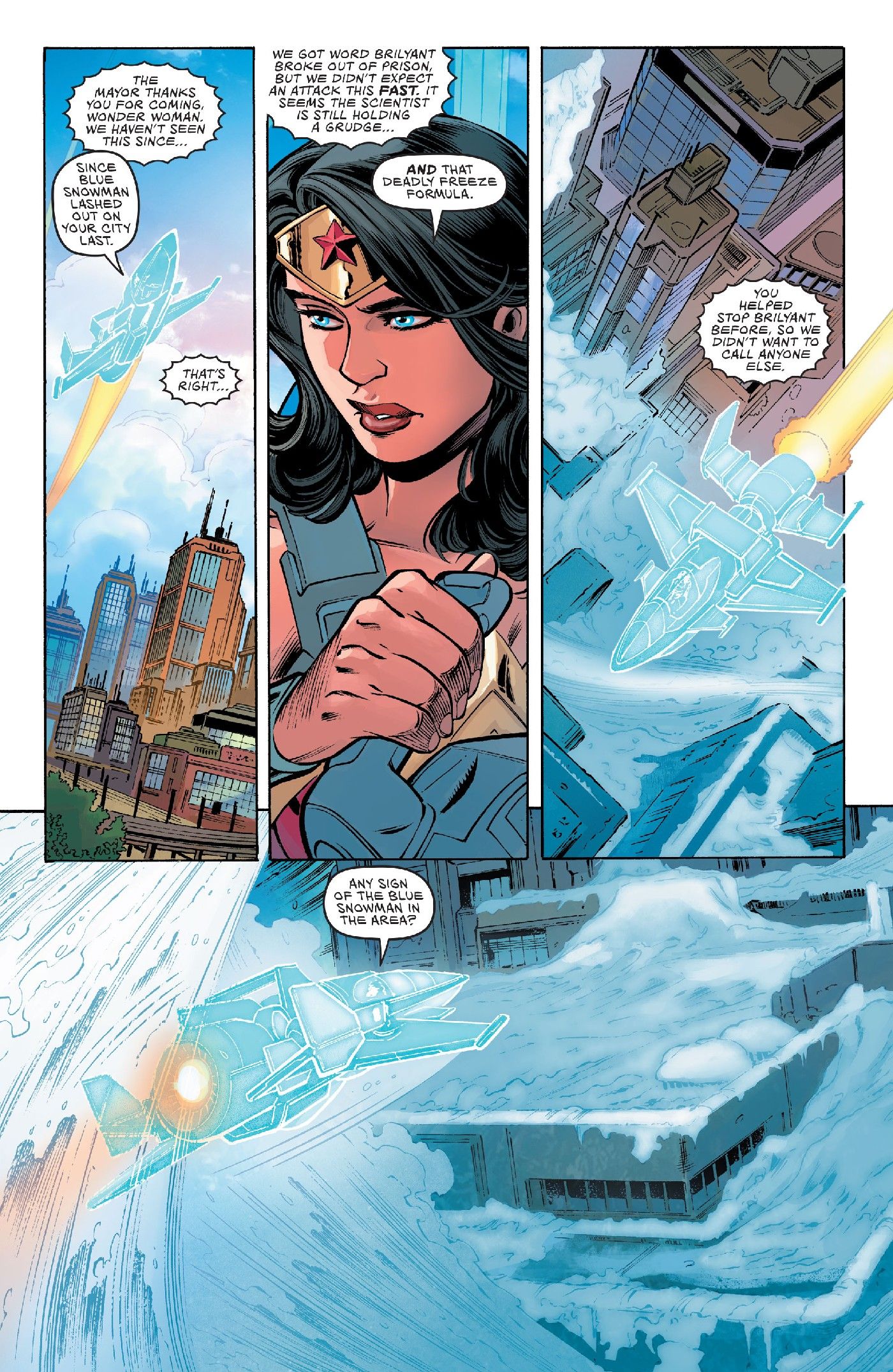 Blue Snowman freezes city in Sensational Wonder Woman