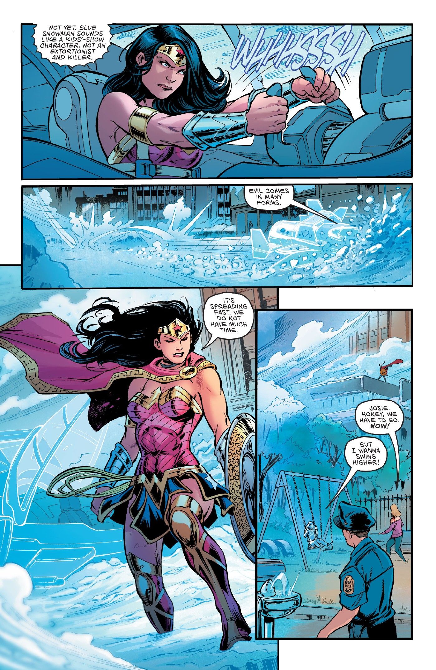 Sensational Wonder Woman faces the snow
