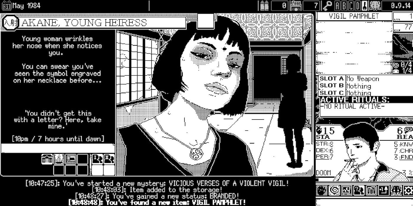 A screenshot from the game World of Horror