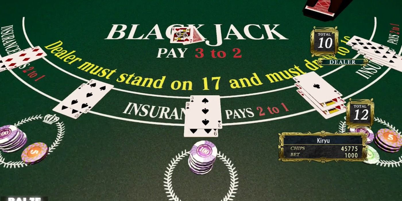 Blackjack table in Yakuza.