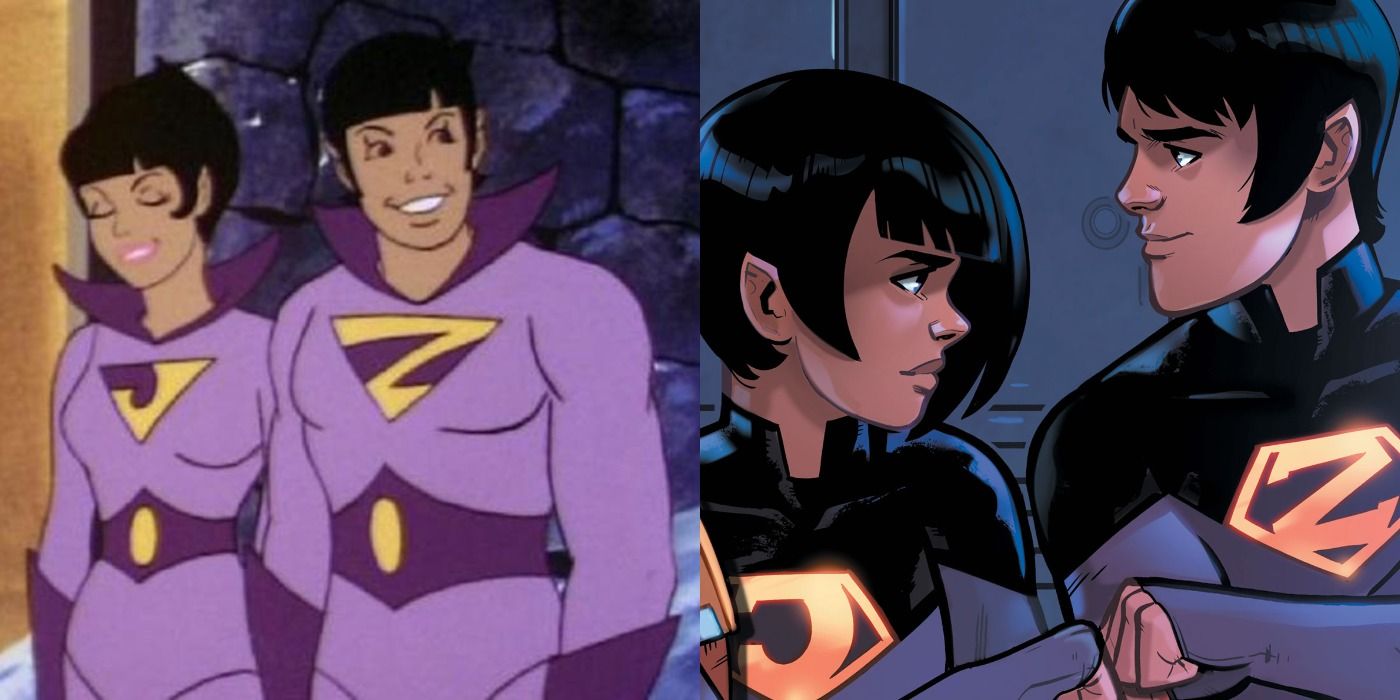 DC's Wonder Twins standing together and fist bumping