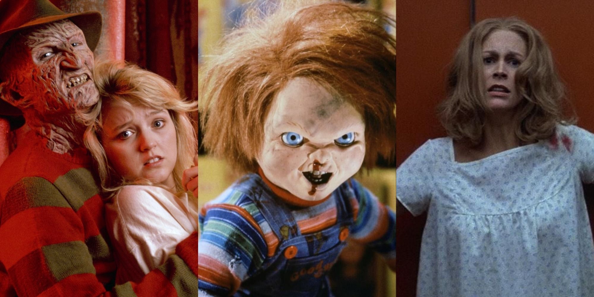 Stills from A Nightmare On Elm Street 4, Child's Play, and Halloween II