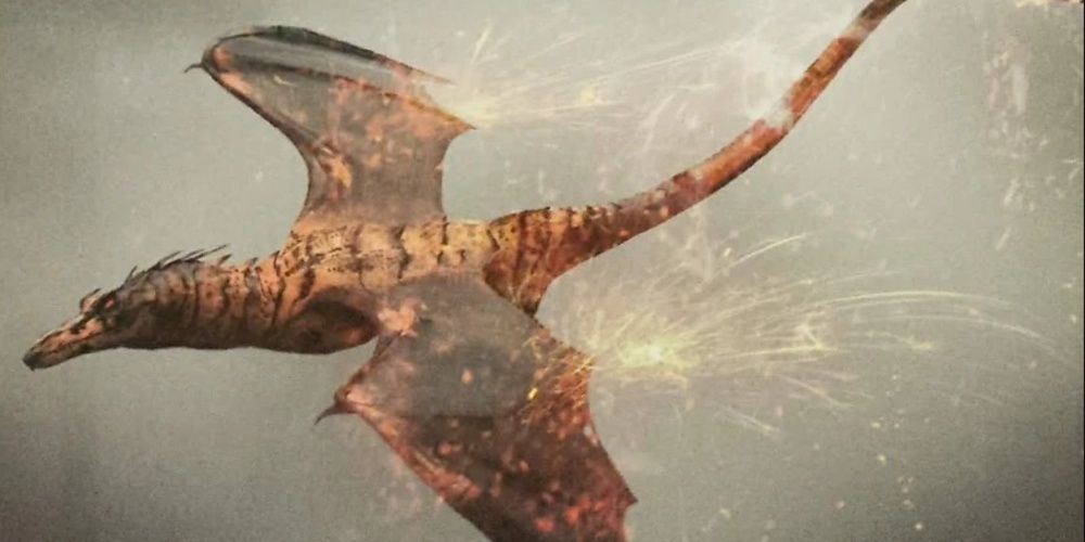 A Firedrake flying in Fantastic Beasts