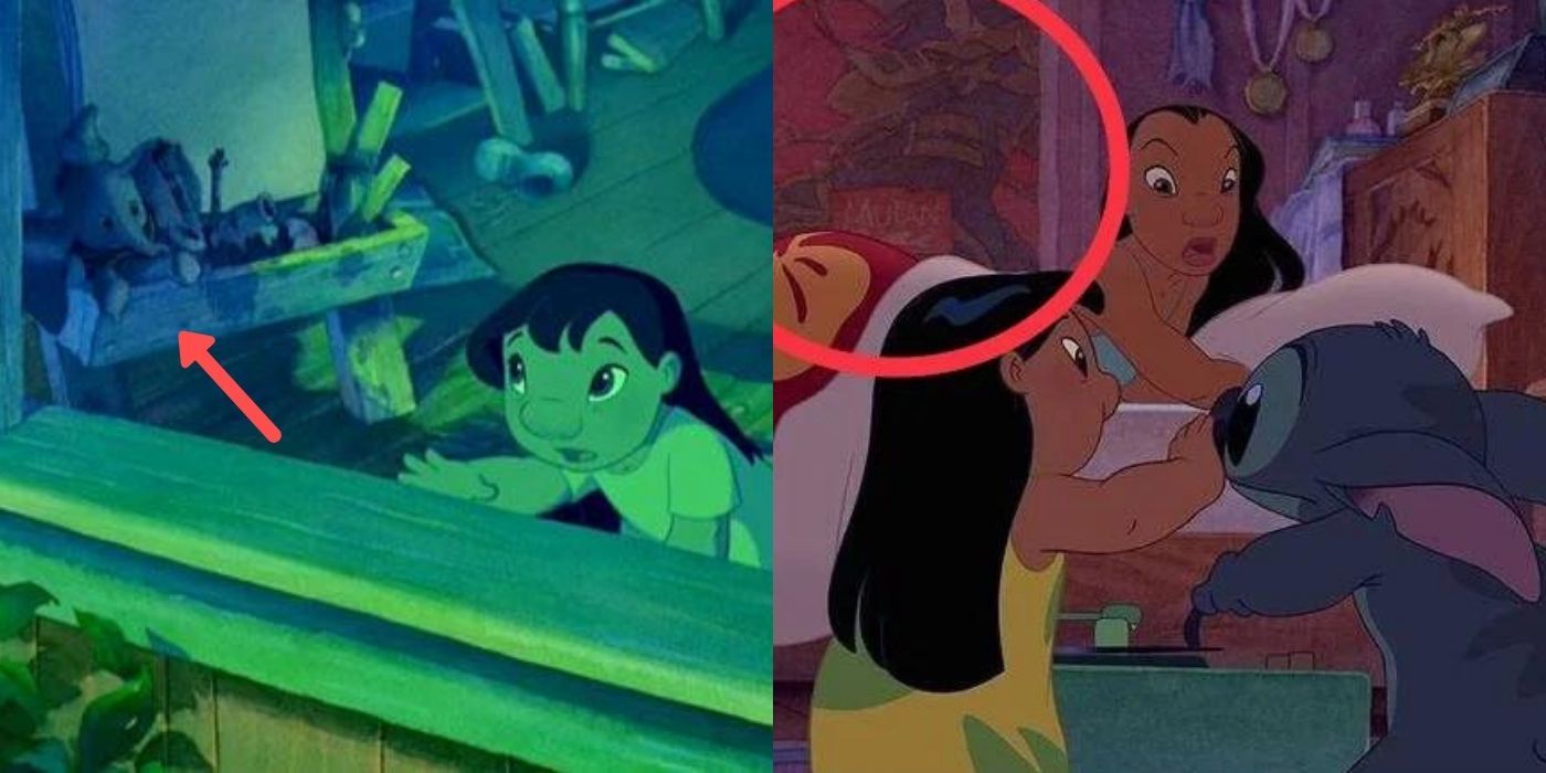 A split image of Dumbo and Mulan in Lilo &amp; Stitch