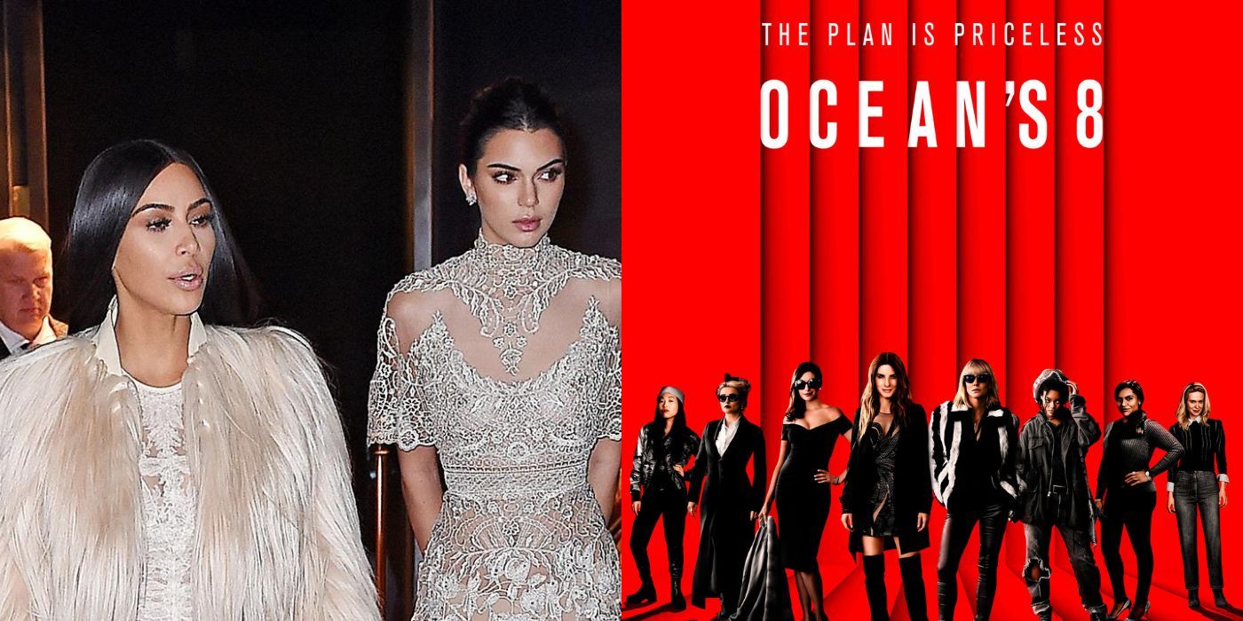 A split image of Ocean's 8 poster and Kim and Kendall