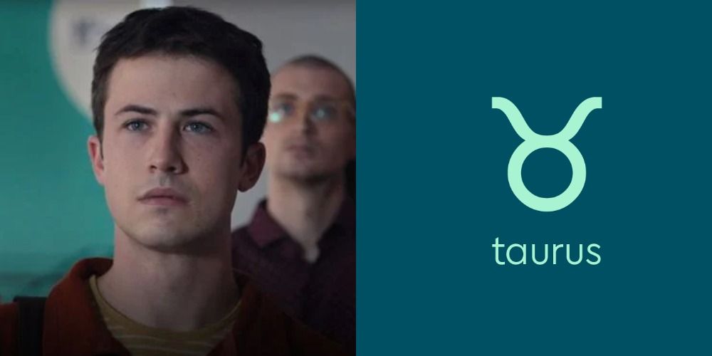 A split image of Tyler Shultz looking serious in The Dropout and the Taurus logo