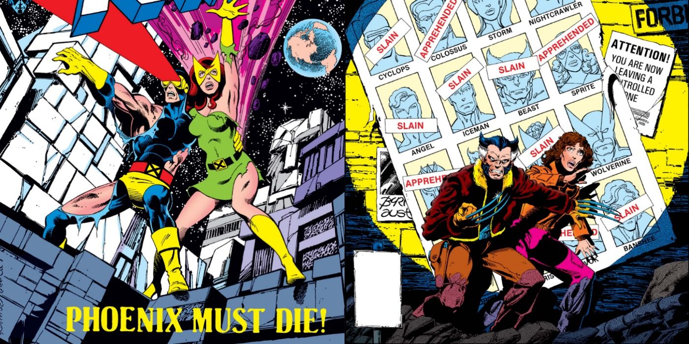 A split screen of Death of Phoenix and Days of Future Past.