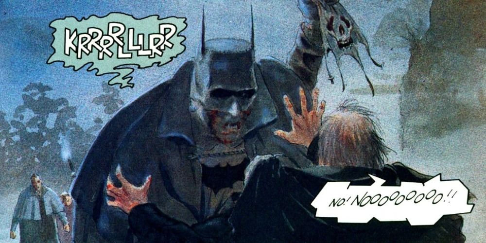 Alfredo tries to reason with Bat-Man in Batman: Castle of the Bat