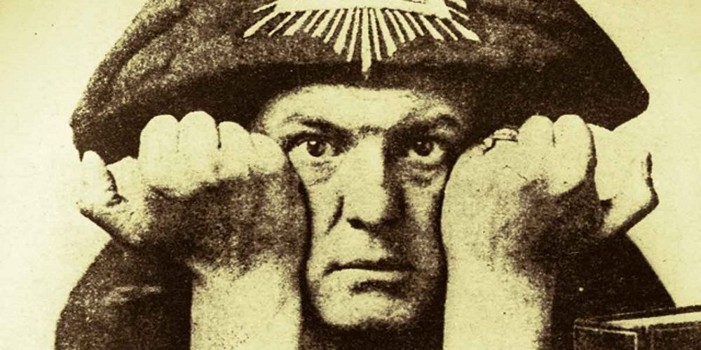 An image of Aleister Crowley used in a 2002 documentary titled Aleister Crowley: The Wickedest Man In The World.