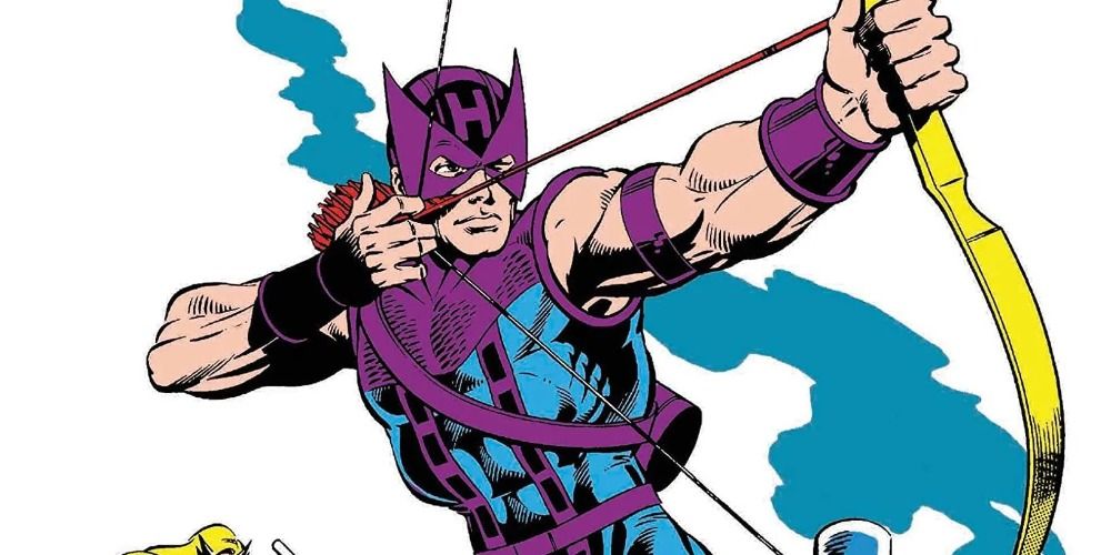 An image of Hawkeye using a bow and arrow in the Marvel comics