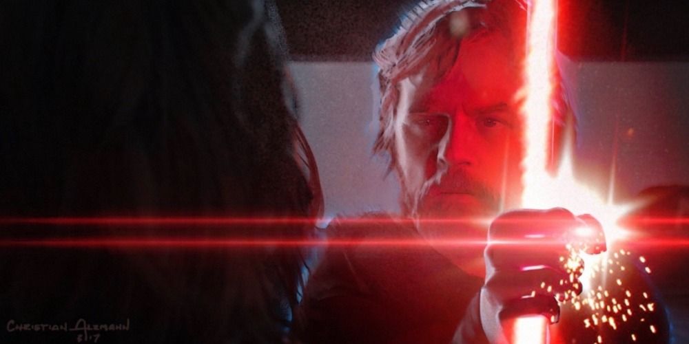 An image of Luke grabbing hold of a lightsaber in Star Wars